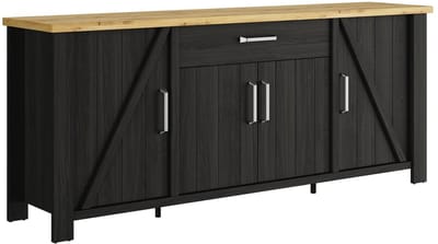 Dressoir Sequoia | 220 x 50 x 93 cm | Artisan Oak-design - Gautier - Gami - Woonkamerkasten - Antraciet - MDF - Woonkamerkasten -