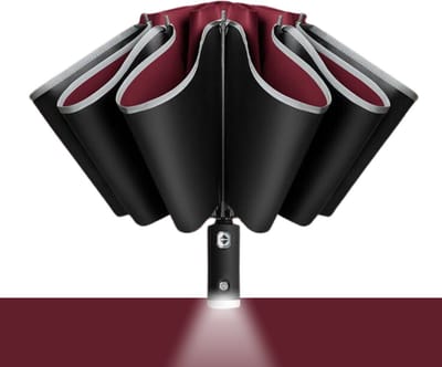 Nivard Moderne Stormparaplu - Windproof Paraplu - Stormproef - Opvouwbaar - Zaklamp - Automatisch Uitklapbaar - Umbrella - Rood
