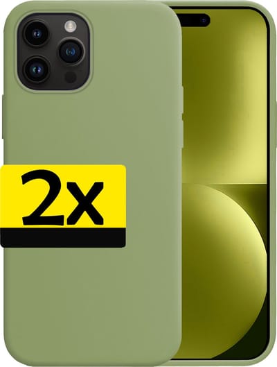 Hoesje - 2 Stuks - Geschikt voor Apple iPhone 15 Pro - Sterk & Shockproof - Case Siliconen - Back Cover - Telefoon Hoes - Telefoonhoesjes - Groen