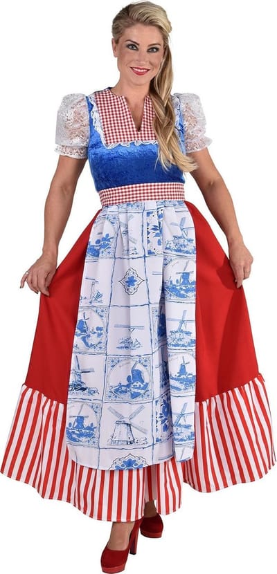 Delfts blauw Holland jurk lang - Maat S