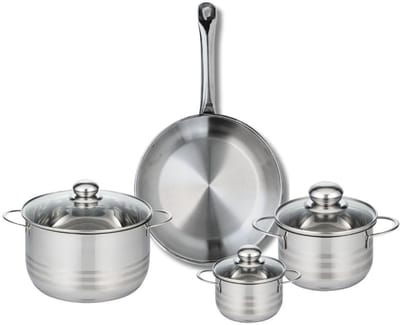 Set van 1 Koekenpan 28 cm en 3 kookpotten 12, 16 en 20 cm Elo Profi Brillant