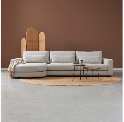 PEPP interiors Hoekbank COMO met ronde chaise longue links - Puente 09
