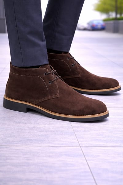 Heren Desert Boots – Suède Veterschoenen – Nette Heren Laarzen – Comfort Casual Schoenen 1025- Bruin – Maat 40