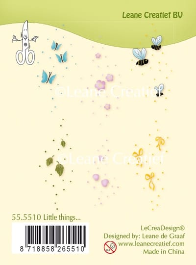 Leane Creatief clearstamp - 55.5510 Little things - stempel sterretjes vliegjes vlindertjes blaadjes - ini mini stempels