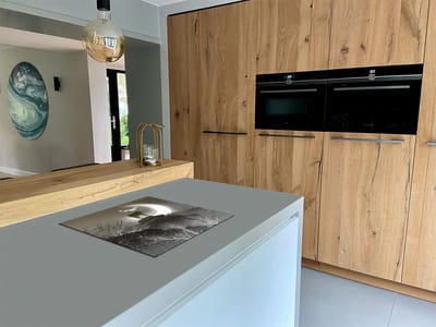 Chefcare Inductie Beschermer Hert op een Rots tijdens Halve Maan - Zwart Wit - 60x50 cm - Afdekplaat Inductie - Kookplaat Beschermer - Inductie Mat