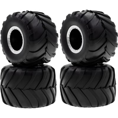 Pneus en caoutchouc argentés pour voiture télécommandée 4 pièces 72 x 49 mm Remplacement pour roues de voiture de camion télécommandées Axial SCX24 FMS FCX24 AX241/24 argenté