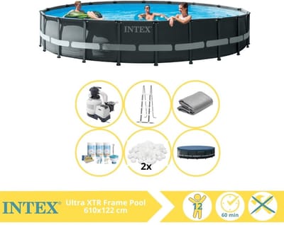 Intex Ultra XTR Frame Zwembad - Opzetzwembad - 610x122 cm - Inclusief Onderhoudspakket en Filterbollen