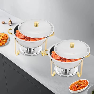 Calivari Chafing Dish – Buffet Warmhoudset 2-delig 4,5L – RVS Voedselverwarmer – Catering & Feest – Inclusief Brander
