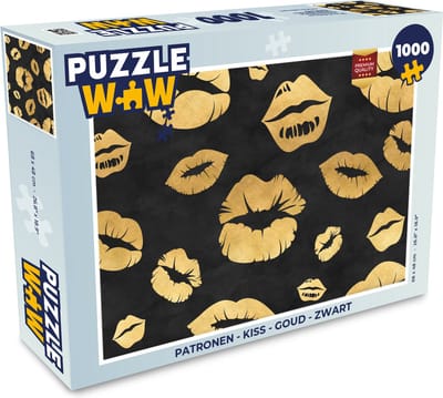 Puzzel Patronen - Kiss - Goud - Zwart - Legpuzzel - Puzzel 1000 stukjes volwassenen