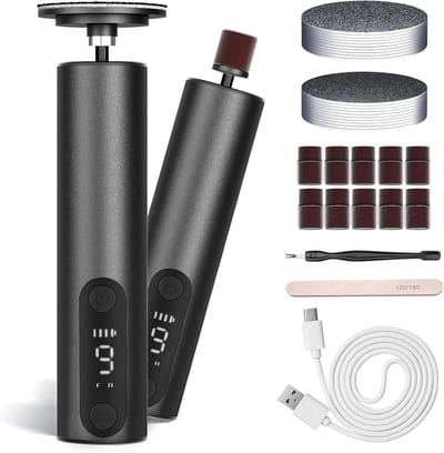 SnelShoppen - 2-in-1 Elektrische Eeltverwijderaar met 9 Instelbare Snelheden en Digitale Display, Pedicure Set voor Thuisgebruik (Zwart)