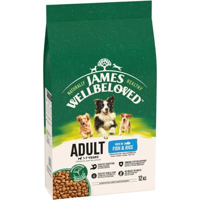 James Wellbeloved Adult  - Vis & Rijst Hondenvoer - Dubbelpak: 2 x 12 kg