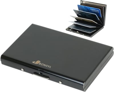 Kaarthouder - Portemonnee Kaarten - Veilig Betalen - RFID Blokkerend Metaal - 9.5 x 6.5 x 1.3 cm - Zwart