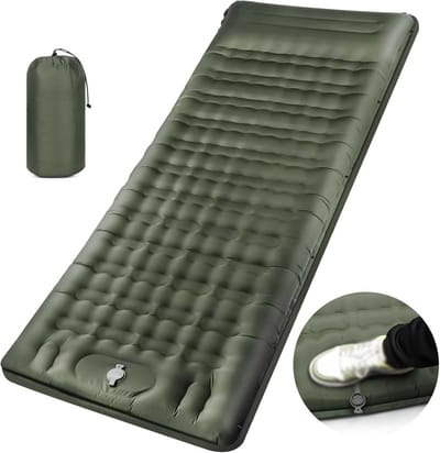 Zelfopblazend kampeermatras, draagbaar en compact, perfect voor buitenactiviteiten - donkergroen