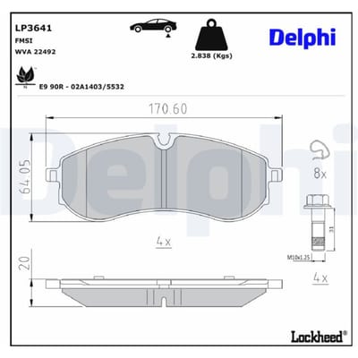 Remblokset DELPHI LP3641, achter