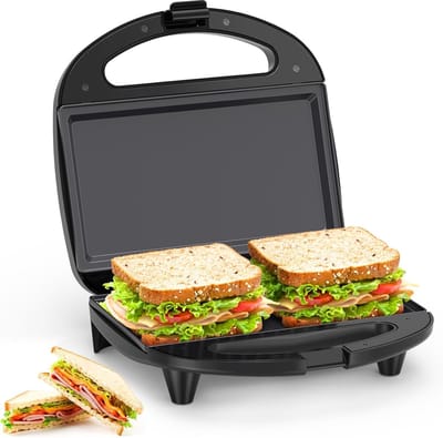 Sandwichmaker - Tosti Apparaat - Ontbijt Maken - Platte Platen - 2 Slices - Zwart