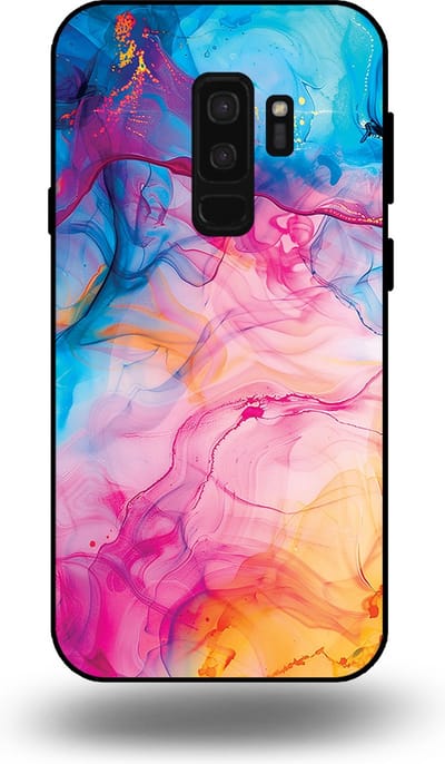Smartphonica Telefoonhoesje Geschikt voor Samsung Galaxy S9 Plus met Regenboog Acryl Marmer Opdruk - TPU Backcover Case Rainbow Acrylic Marble Design geschikt voor Samsung Galaxy S9 Plus