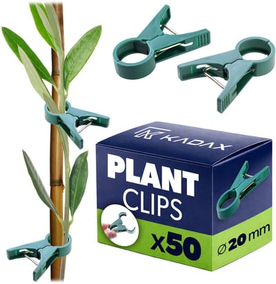 KADAX plantenklemmen ⌀ 2 cm, 50 stuks, plastic tomatenklemmen, plantenklemmen voor het vastzetten van tomaten, komkommers en klimplanten in de kas
