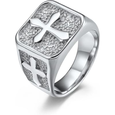 Retro Roestvrij Staal Kruis Ring Europese en Amerikaanse Stijl Mannen Persoonlijkheid Niche 11# white