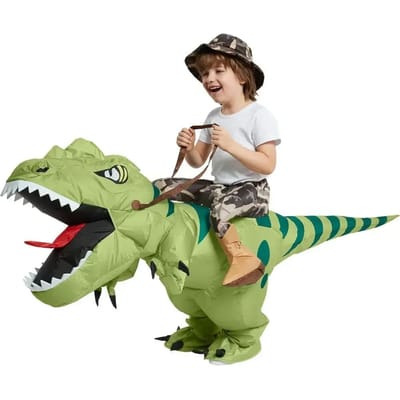 Nieuw Grappig Kind Volwassene Opblaasbaar Rijdend Groen Dinosaurus Cosplay Kostuum Kinderen Verkleedfeest Halloween Vakantie Themafeest One Size beige