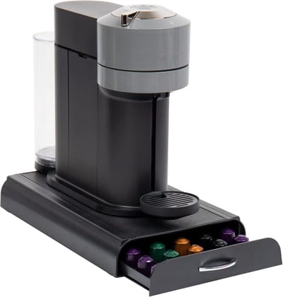 Famanu - Zwarte koffiecapsulelade compatibel met Nespresso, compacte houder met 2 lades voor koffiecups en accessoires
