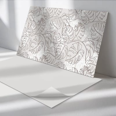 Wallfluent Vinyl Wandpaneel - Bladpatroon in lijnen Zelfklevend Wandpaneel - 100 cm x 50 cm - Beige PVC wandpaneel - Set van 1 - Rechthoekig Wandbekleding Vinyl - Bloemen en planten Wandpaneel - PVC Muurpaneel - Wandpaneel Keuken en Badkamer