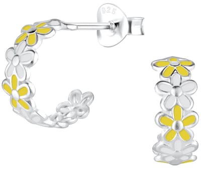 Joy|S - Zilveren bloem oorbellen - 10 mm / 5 mm madelief oorringen - kinderoorbellen