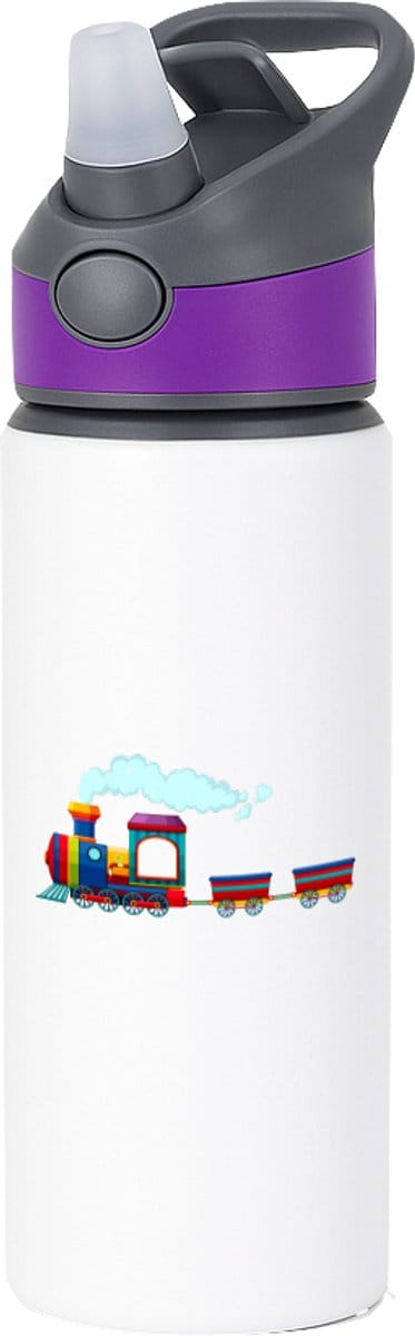 Hacebo® - Treinen waterfles met rietje paars - Treinmachinist - Treinmachinisten - spoorvoertuigen - locomotieven - water fles - 650ML