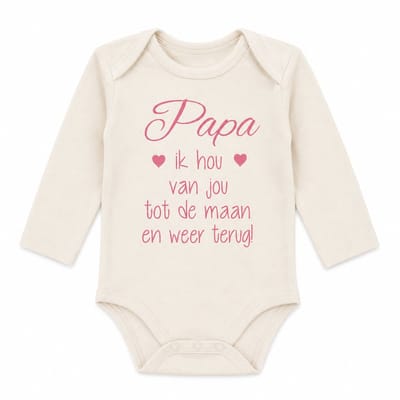 Baby Rompertje meisje tekst cadeau eerste vaderdag Papa ik hou van jou tot de maan en weer terug | Lange mouw | wit met roze | maat 98-104 | mooiste cadeautje kind liefste lief beste held superman leukste mijn is de allerbeste best allerliefste