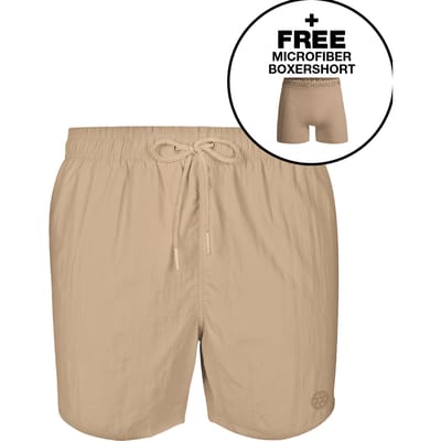 Muchachomalo Heren Zwembroek - 1 Pack + Boxershort - Maat 3XL - Beige - Mannen Zwembroek