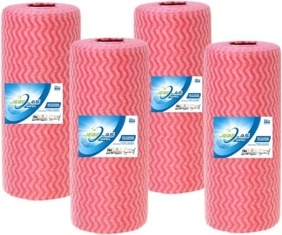 Thijox - Herbruikbare Reinigingsdoekjes en Keukenhanddoeken, 200 Stuks Vaatdoeken op Rol, Rood, Multifunctionele Wasbare Huishouddoekjes, Perfect voor