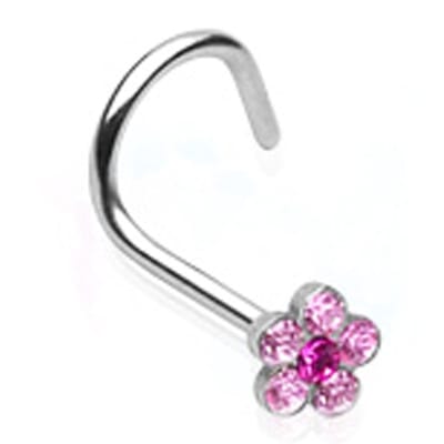 Neuspiercing U-bocht bloem 0.8x6x4 - roze - LMPiercings