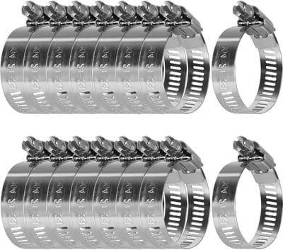Slangklemmen, 16 stuks, roestvrij staal, 21-38 mm, robuuste slangklemmen voor tuin, waterleiding en zwembadonderhoud