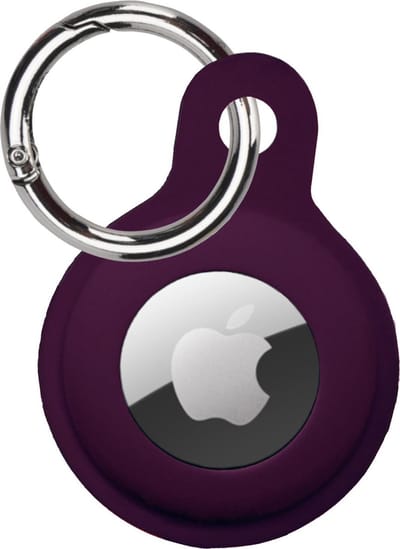 Hoesje Geschikt voor Apple AirTag Sleutelhanger Hoes Siliconen Hoesje - Siliconen Hoesje Geschikt voor Apple AirTag-Sleutelhanger Hoesje - Aubergine