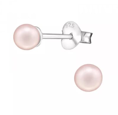 La Rosa Princesa Kleine Parel Oorbellen licht Roze 4mm | Zilver