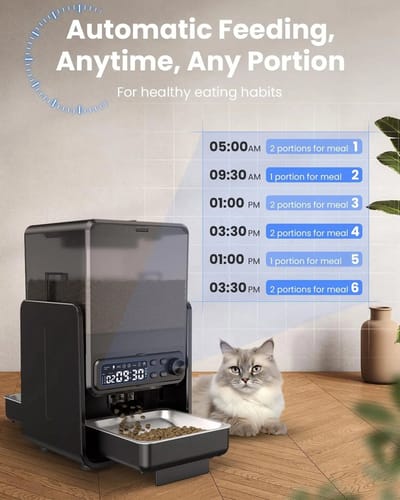Zolara Automatische voerdispenser voor huisdieren - Voerautomaat - Kattenvoerbak - WiFi - Katten voer automaat kat - Zwart