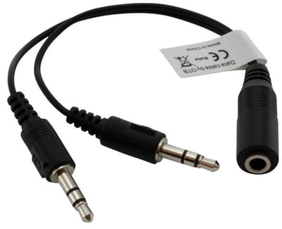 2x 3,5mm > 3,5mm 4-polig headset adapter (CTIA/AHJ) - zwart - 0,15 meter