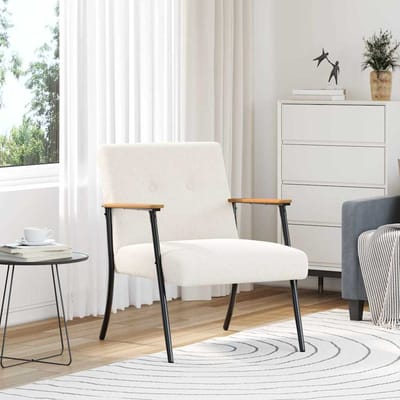 vidaXL - Fauteuil - Crème - Kratig - Wolachtig - Stof