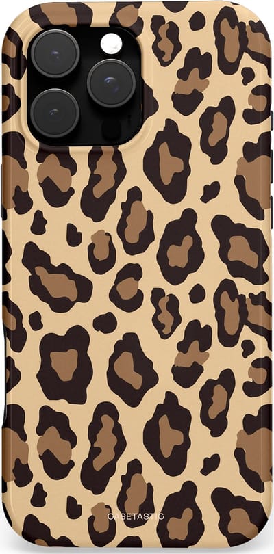 Casetastic hoesje geschikt voor Apple iPhone 16 Pro Max - MagSafe - Dubbellaagse bescherming - Wilde Panter - Fashion Case - Zwart Taupe Crème