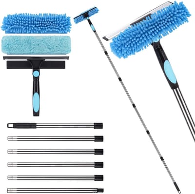 SNJY® Ramenwisser Telescopisch - Ramenwisser met Steel - Ramenwisser - 2.5M - Blauw