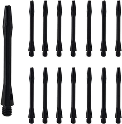 Set van 15 Aluminium Dart Shafts 45 mm met 2BA Draad voor Soft en Steel Darts, Zwart