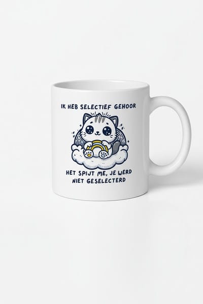 Grappige Mok - Ik Heb Selectief Gehoor - Cadeau voor Kattenliefhebbers
