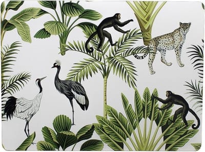 Mars & More tafel placemat jungle print wit - kurk - 30 x 40 cm - Onderleggers - Tafeldecoratie