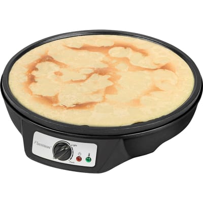 Bestron Crêpe Maker Ø30cm - Pannenkoekenmaker met Deegverdeler & Crêpespatel - Antiaanbaklaag - 1000 Watt - Zwart
