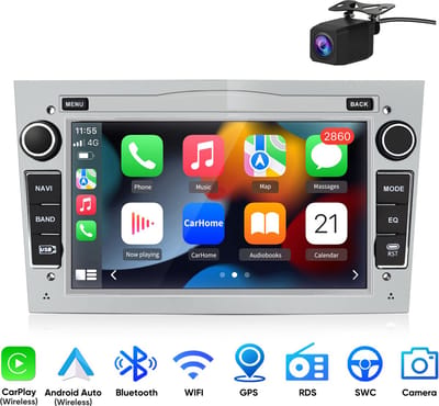 Junsun Plug & Play Autoradio Geschikt Voor Opel Astra H Corsa C D Vectra C Zafira, Draadloze CarPlay & Andriod Auto, GPS Multimedia Navigatiesystem, Bluetooth + Achteruitrijcamera, 7 inch HD Touchscreen, 2GB+64GB, WIFI, DSP, USB, Quad-core processor