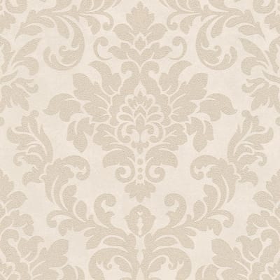 Barok behang Profhome 372703-GU vliesbehang licht gestructureerd in barok stijl glinsterend beige crèmewit goud 5,33 m2