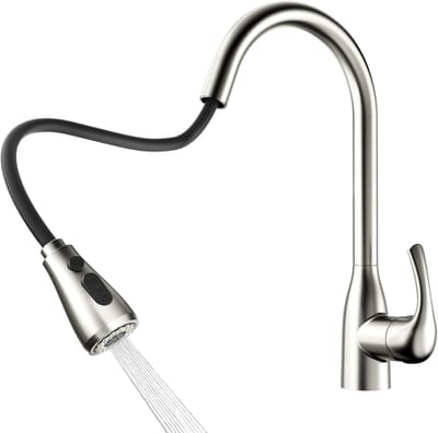 Dailygoods- Keukenkraan met Hoge Booguitlaat - Uittrekbare Sproeier - 360° Draaibaar - Roestvrij Staal - 40 cm Uittreklengte - Corrosiebestendig - Mengkraan
