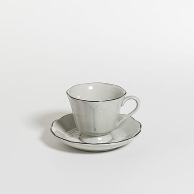 The Table attic - Mok - kop en schotel - Ø 9 - 130 ml - handgemaakt - lichtblauw
