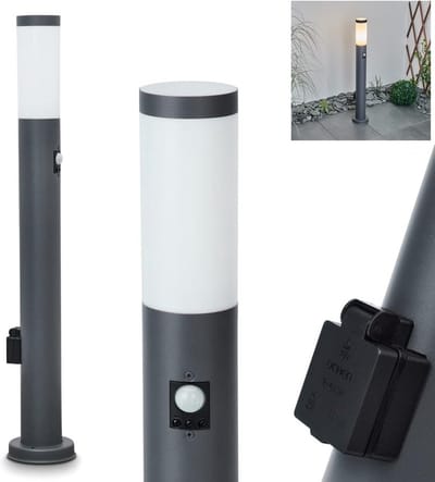 Buitenpadlamp met Bewegingsmelder en E27 Fitting, 80 cm Hoog, IP44