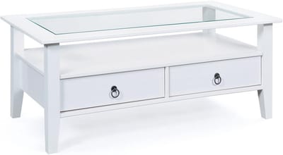 Bijzettafel met lades - Houten bijzettafel - Woonkamer opruimen - Massief grenenhout - 115 x 60 x 45 cm - Wit
