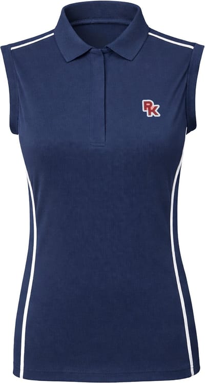 PK International - Performance Polo - Mouwloos - Donkerblauw - Moonlight - Stretchstof - Fluoriserende PK badge - Copain- XS/34